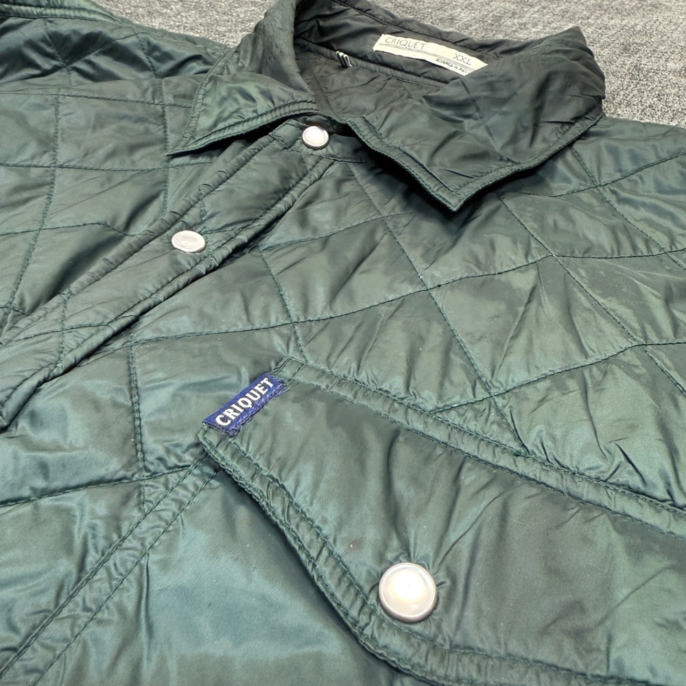 Criquet Jacket Men's XXL Green Quilted Snap Front Nylon Shacket Western